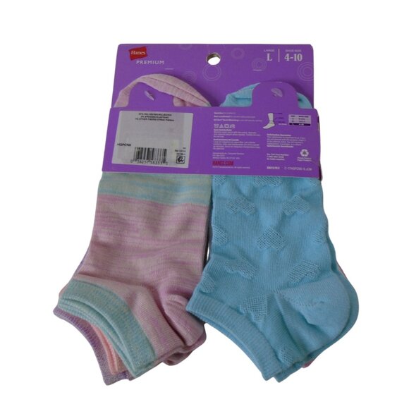 Hanes Girls No Show Premium Comfort 6 Pairs Large Socks Shoe Size 4-10 - Picture 5 of 5